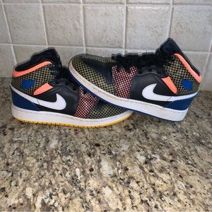 Jordan 1 Mid (GS) (Grade school sizing) Size 5.5 (Y) MMD Multi Colored Grid
